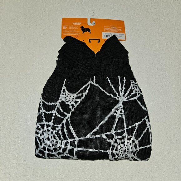 NEW Spiderweb Sweater Dog Pet Halloween Costume Size Large (Up to 80 lbs) Black - Picture 5 of 6